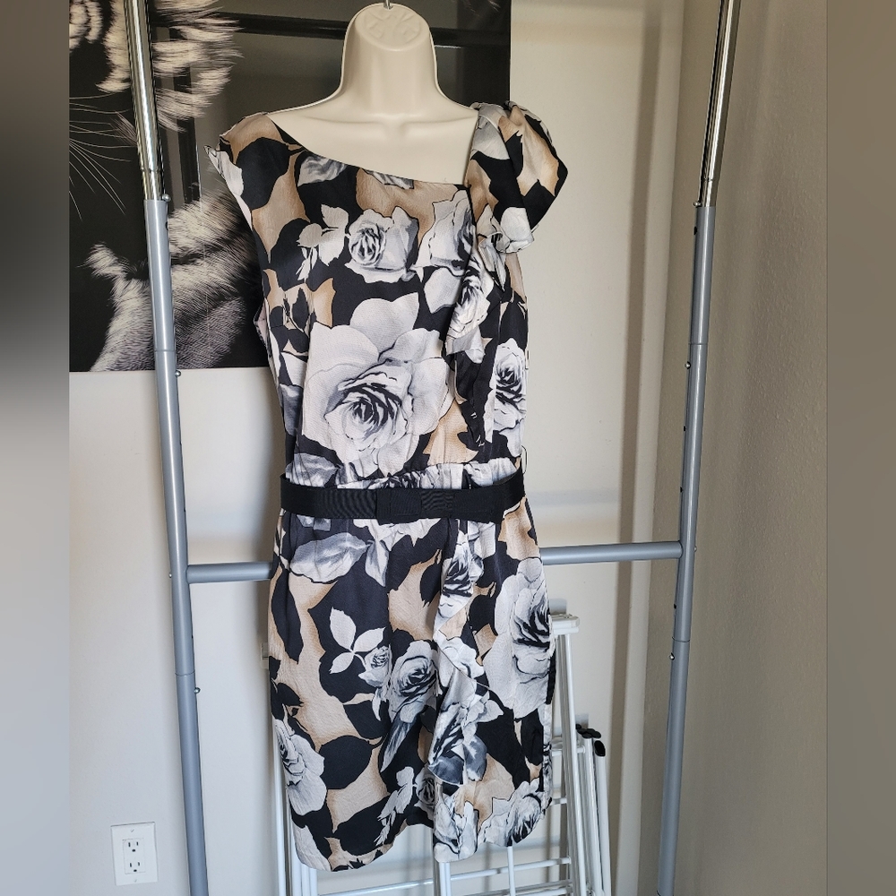 White House Black Market Silk Formal Dress w Belt, Size 12